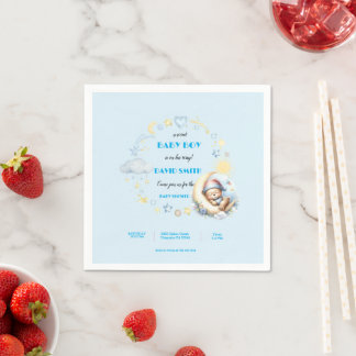 Förtjusande servetter för babypojks baby shower