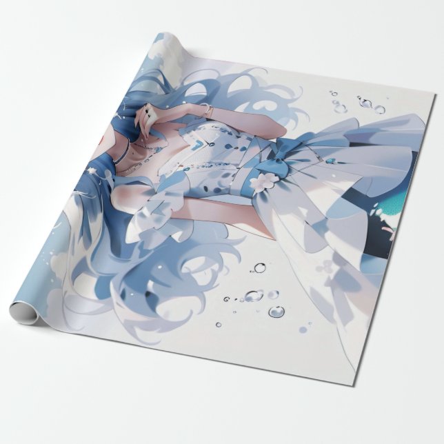 Förtjusande Sjöjungfru Birthday Design for Girls Presentpapper (Utrullad)