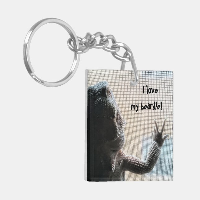 Förtjusande skäggig drakebild Keychain (Vänstra Framsidan)