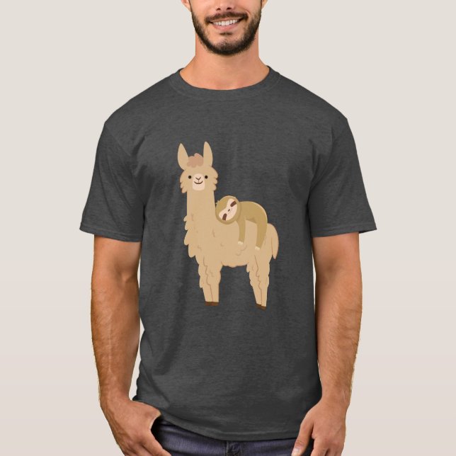 Förtjusande Sloth som sovar på en Llama T Shirt (Framsida)
