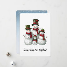 Förtjusande Snömannafamilj i Matchande Hattar & Ha