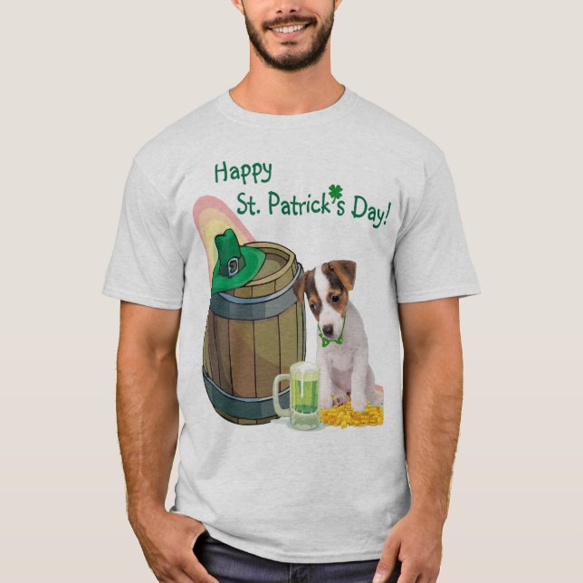 Förtjusande st patrick's day för jackRussell valp T Shirt (Framsida)