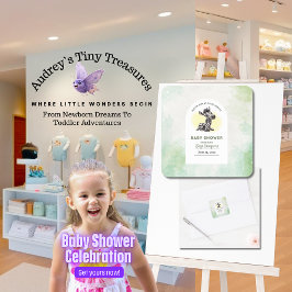 Förtjusande Tecknad Zebra Baby Shower Fyrkantigt Klistermärke