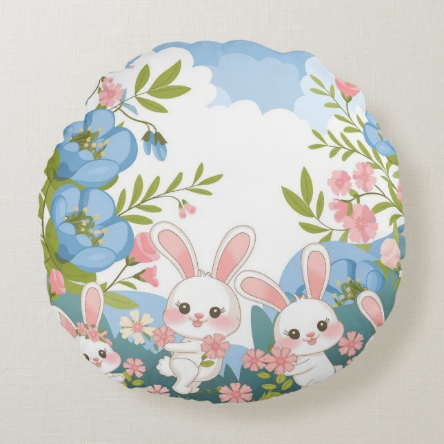 Förtjusande utformning av firande i Påsk Rund Kudde (Framsidan)