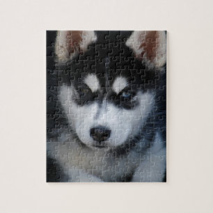 Förtjusande valp för siberian huskySledhund Pussel