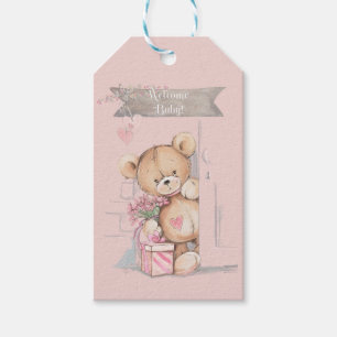 Förtjusande vattenfärgnallebaby shower presentetikett