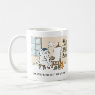 Förtjusande Vit Katt Konstnärsblock Kitten Musestu Kaffemugg