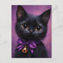Förtjusning och Cute Victorian Black Cat Vykort