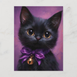 Förtjusning och Cute Victorian Black Cat Vykort