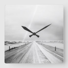 Förtjusning, svart och vitt, fryst land fyrkantig klocka