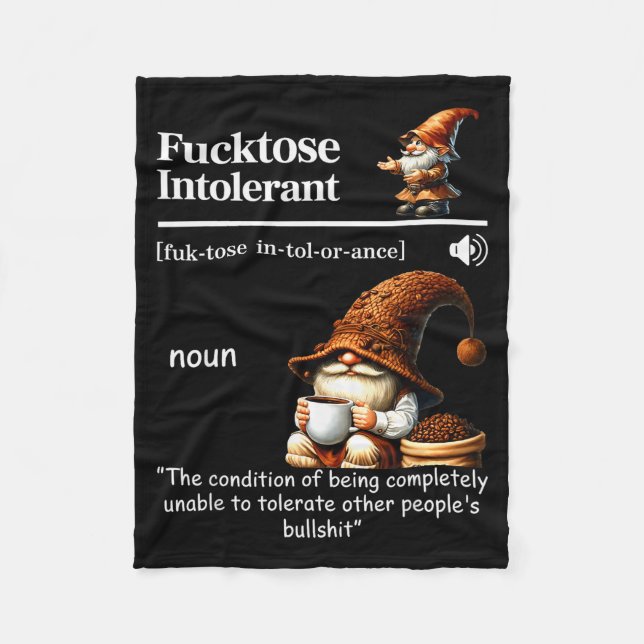 Fortose Intolerant Definition Funny Gnome Coffee  Fleecefilt (Framsidan)