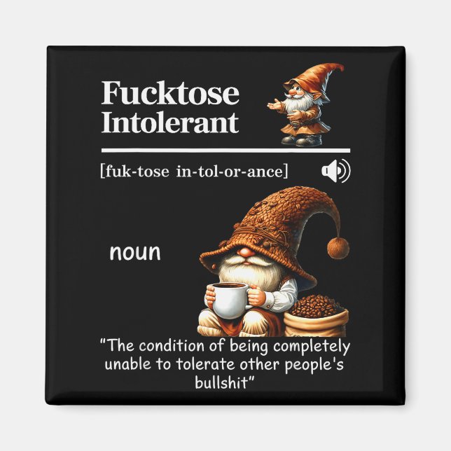 Fortose Intolerant Definition Funny Gnome Coffee  Magnet (Framsidan)
