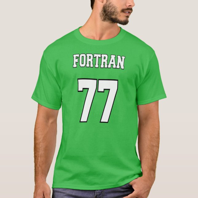 Fortran 77: Vit/grönt för Fortran-programmerare Tee Shirt (Framsida)
