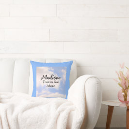 Förtroende för gud Blå himmel Anpassat namn - insp Kudde