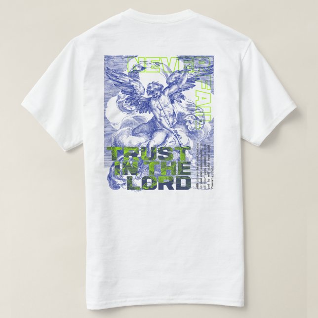 Förtroende för Herren Misslyckas aldrig - ordspråk T Shirt (Design baksida)