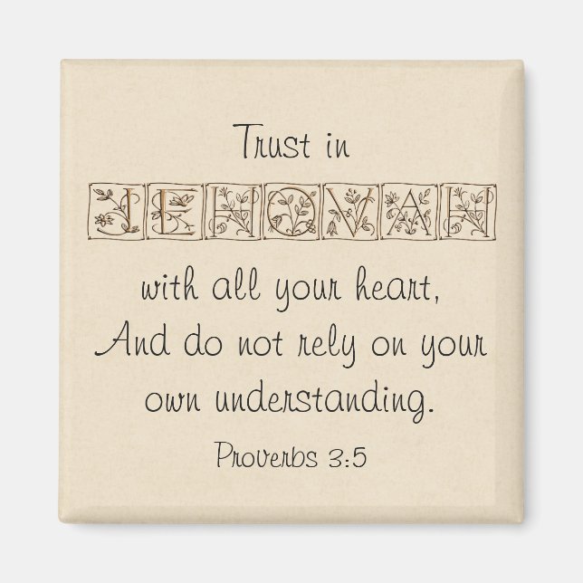 Förtroende för Jehovah..Scripture Magnet~Guld Magnet (Framsidan)