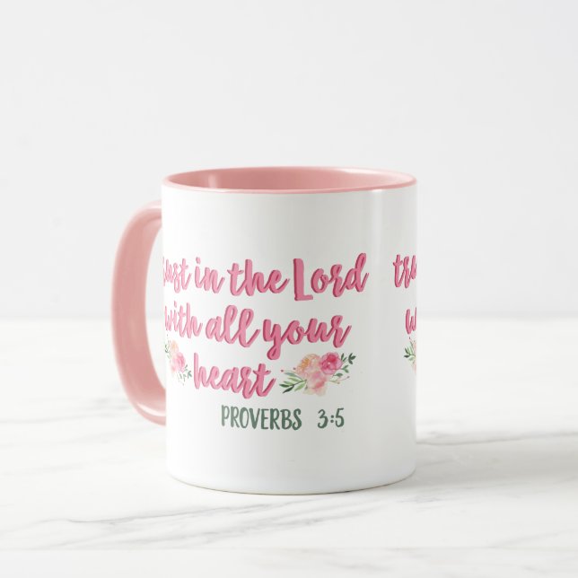 Förtroende för Lord Proverb // Bible Verse Mugg (Framsida vänster)