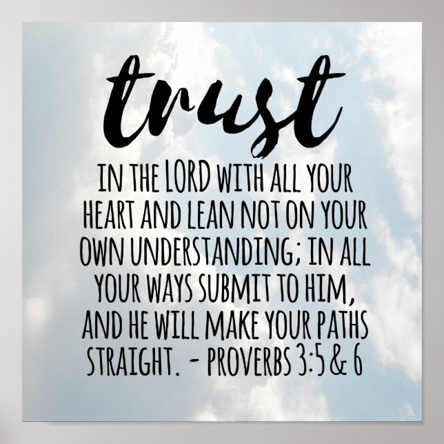 Förtroende för Lord Proverbs 3:5-6 Poster (Framsidan)