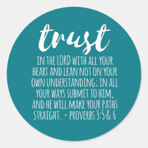Förtroende för Lord Proverbs 3:5-6 Runt Klistermärke