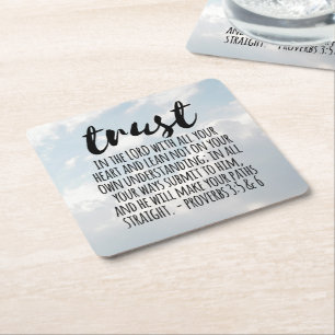 Förtroende för Lord Proverbs 3:5-6 Underlägg Papper Kvadrat