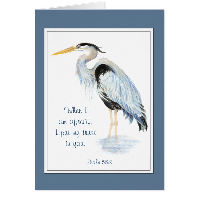 Förtroende för YO Bible Inspirational Quote Heron OBS Kort (Framsidan)