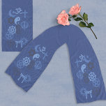 Förtroendeminister Stole (Mörk blått) Sjal<br><div class="desc">Vackra scarf i mörk blått nyanser med symboler för olika religioner och en labyrint i bakgrunden. Lämplig för en interreligiös minister till användan som en ceremoniell stals.</div>
