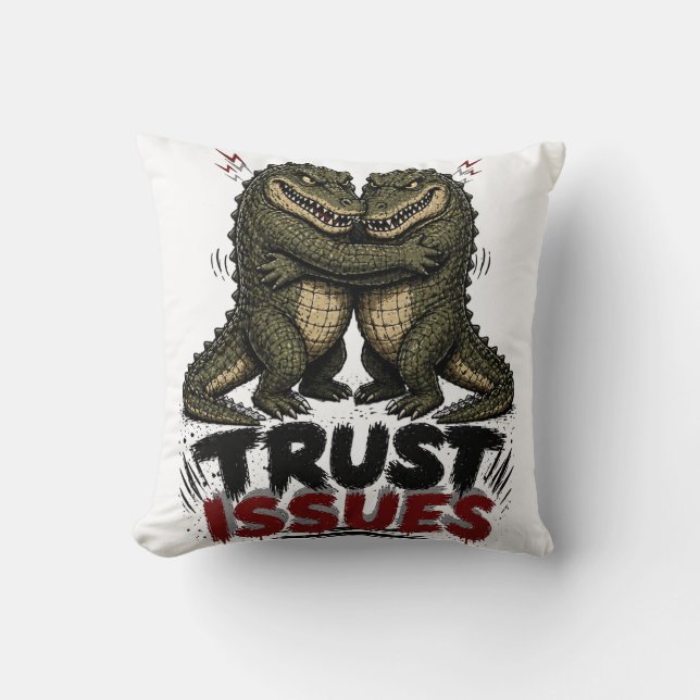 Förtroendeproblem Grinig Krokodil Illustration Kudde (Framsida)