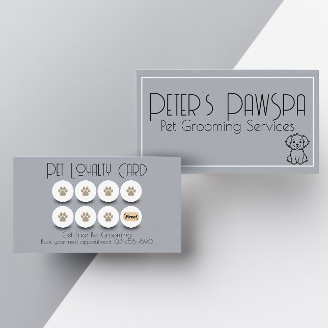 Förtrolighet för sällskapsdjur i tass visitkort (dog paw eighth visit for free business card. loyalty reward card for returning customers.)