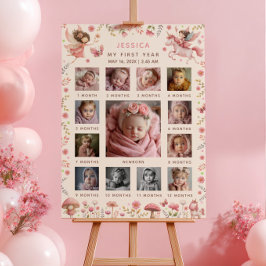 Förtrollad Älva Första Födelsedags Foto Tidslinje Poster