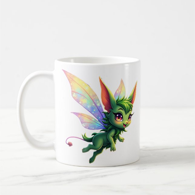 Förtrollad älvkreatur – Magisk skogs sprite  Kaffemugg (Vänster)