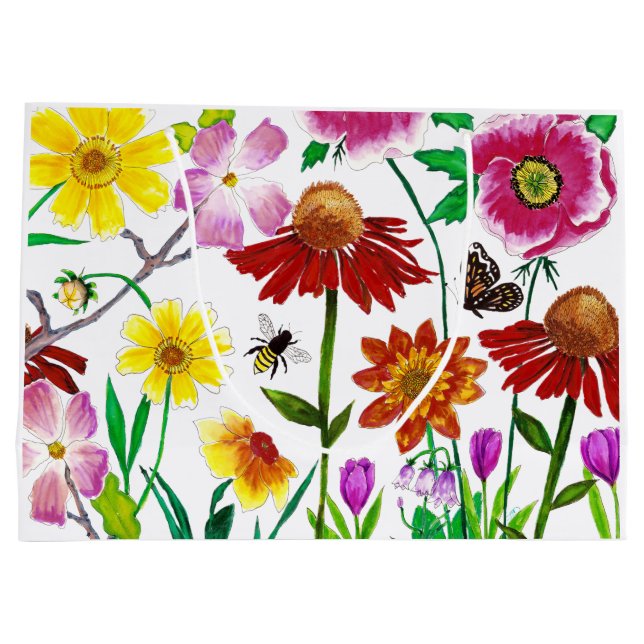Förtrollad äng akvarell blommig presentpåse (Baksidan)