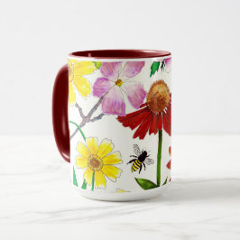 Förtrollad Äng Vildblomma Akvarell Kaffe Mugg
