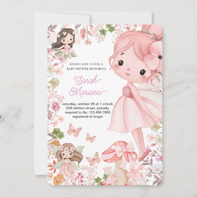 Förtrollad änglababyshower inbjudningar (Framsida)