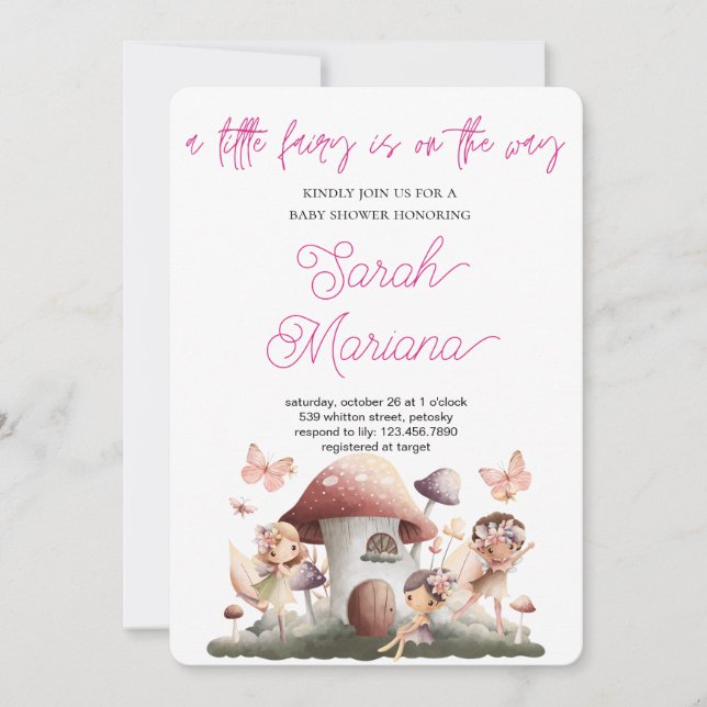 Förtrollad änglababyshower inbjudningar (Framsida)