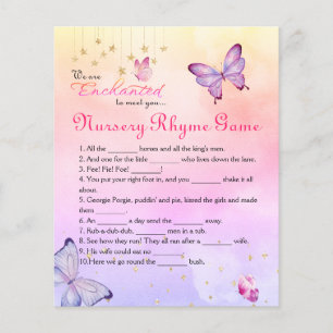 Förtrollad att träffa fjärils-babyshower rim spel