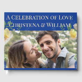 Förtrollad blå citronblomshögtidsbok för gäster gästböcker