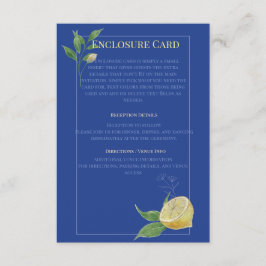 Förtrollad blå citronblomsterbröllop tilläggskort