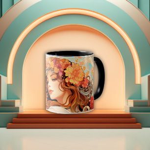 Förtrollad blom Art Nouveau-kvinna Mugg