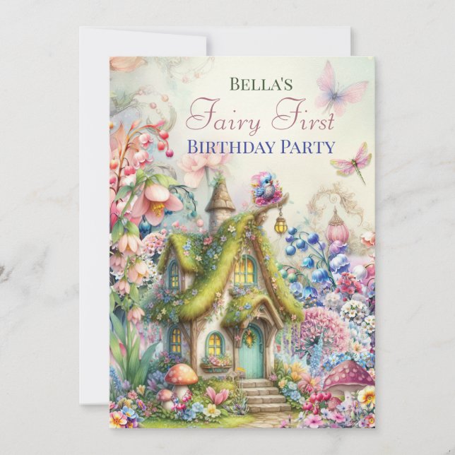 Förtrollad Blomma Älva Skog Fest Inbjudan (Framsida)