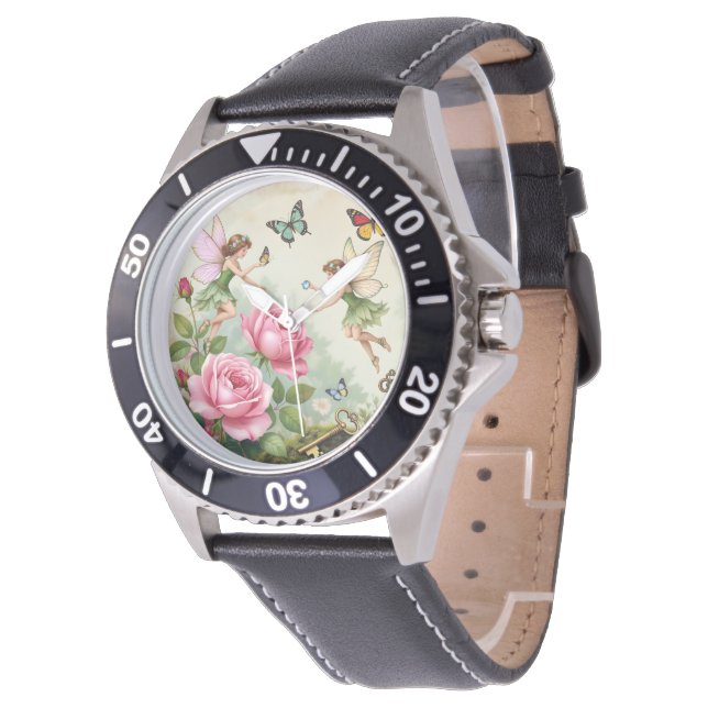 Förtrollad Blommig Äng Trädgård Armbandsur (Vinklad)