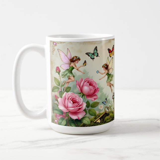 Förtrollad Blommig Äng Trädgård Kaffemugg (Vänster)