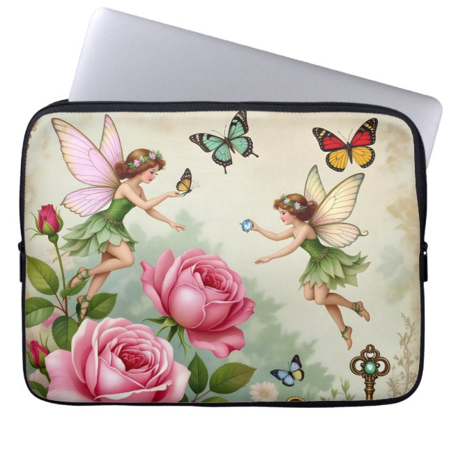 Förtrollad Blommig Äng Trädgård Laptop Fodral (Framsidan)