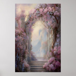 Förtrollad blomsterbåge Eterisk trädgårdsvägg Poster