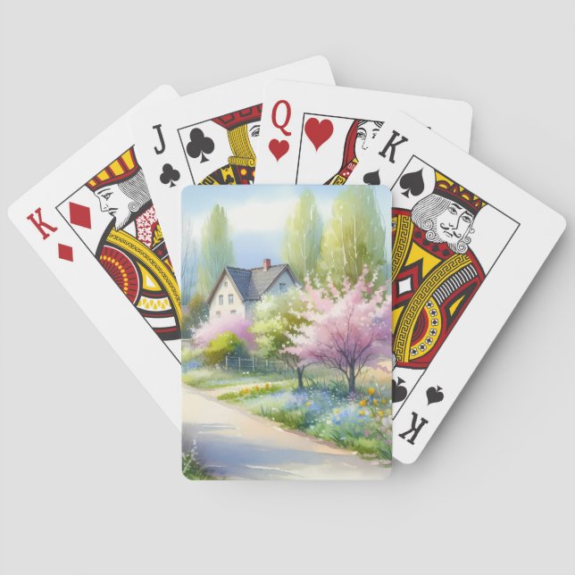 Förtrollad blomsterrik landsvägen casinokort (Baksidan)