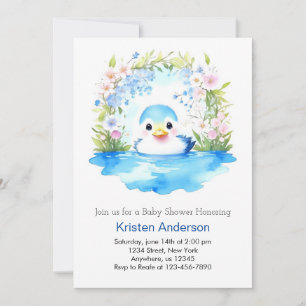 Förtrollad Blue Duckling Boy Baby Shower Inbjudningar