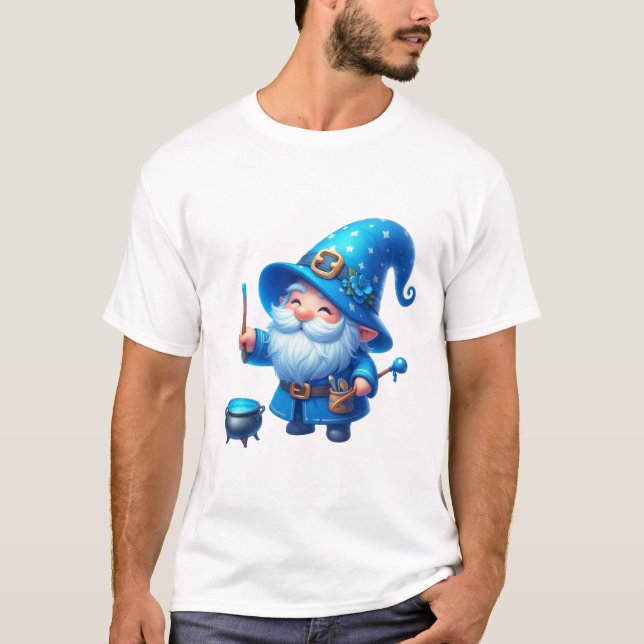 Förtrollad Blue Gnome T Shirt (Framsida)