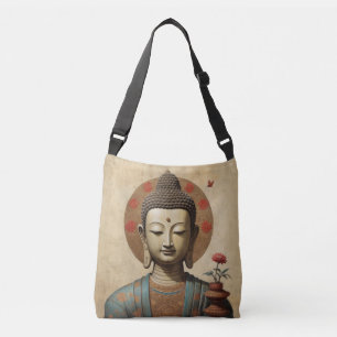 Förtrollad Buddha i meditation med blommor Axelväska