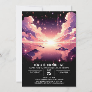 Förtrollad celestial Digital Birthday Inbjudningar
