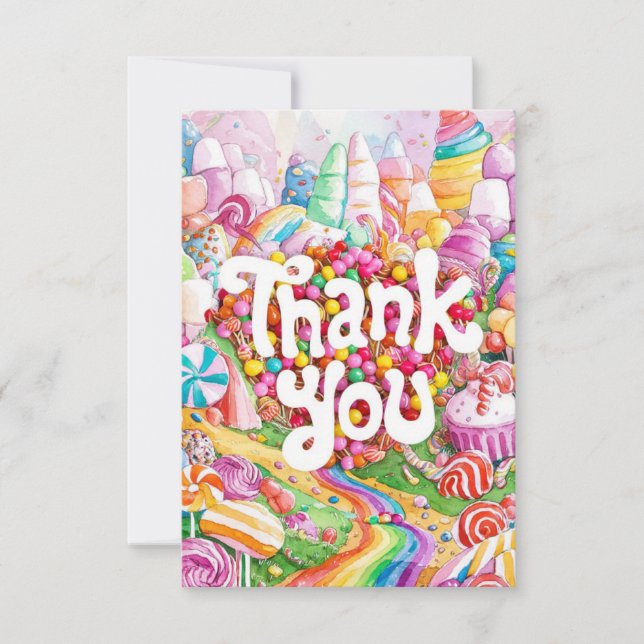 Förtrollad Cute Candyland tack du kort (Framsida)
