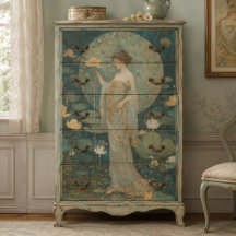Förtrollad dam i en magisk lotusträdgård decoupage